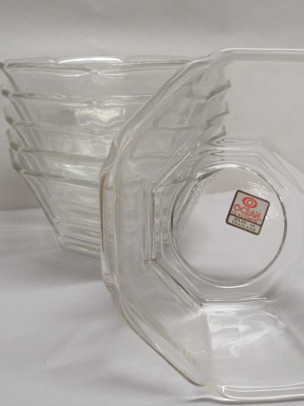 VINTAGE Ocean Glassware Octogonal Dessert Bowls - Set of 6, NIB, PRISTINE COND.